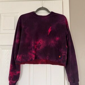 Aviator Nation Tie Dye Plum Pink Sweatshirt Long Sleeve Sweater